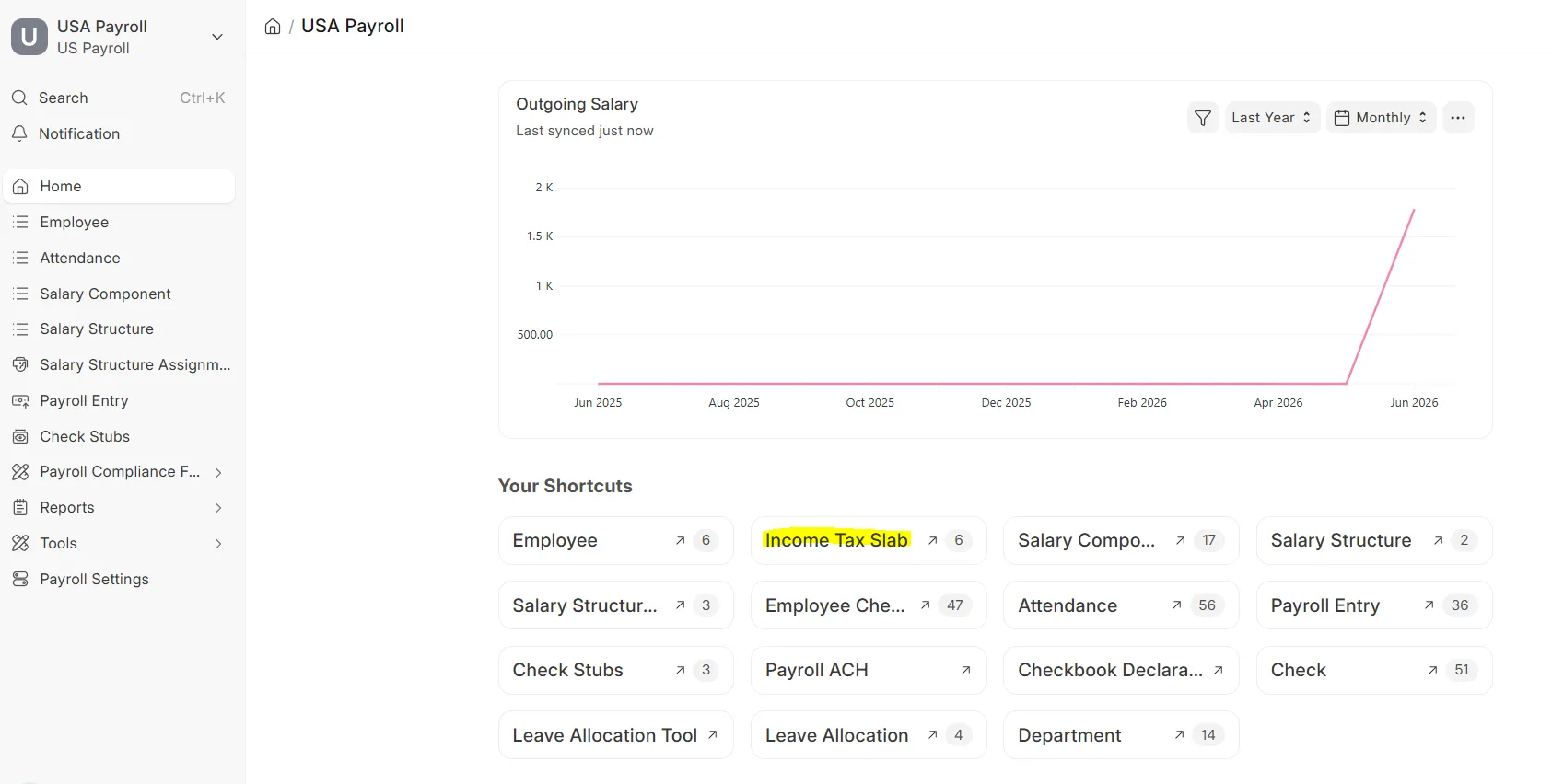 Income Tax Slab workspace