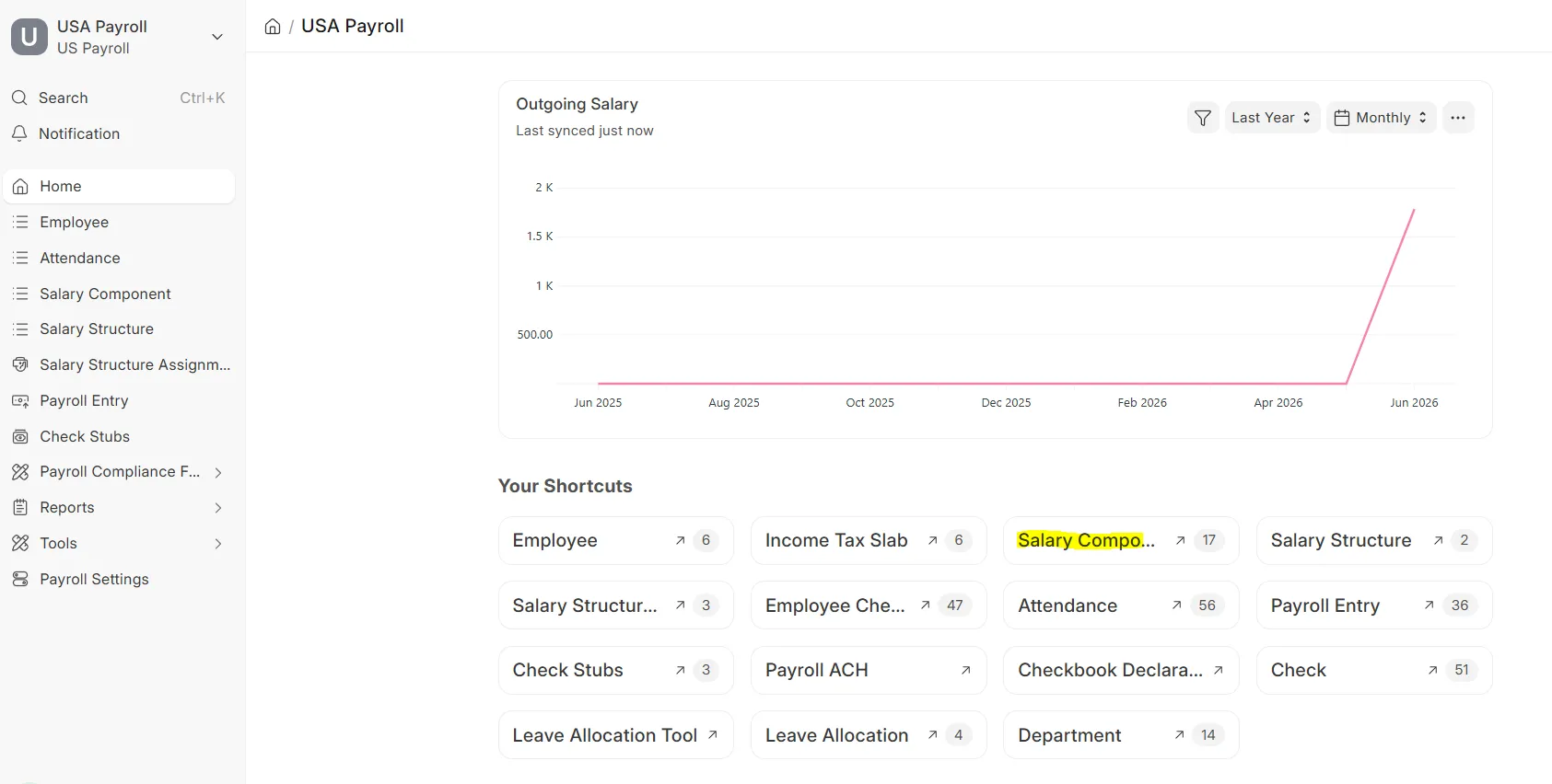 Salary Component workspace