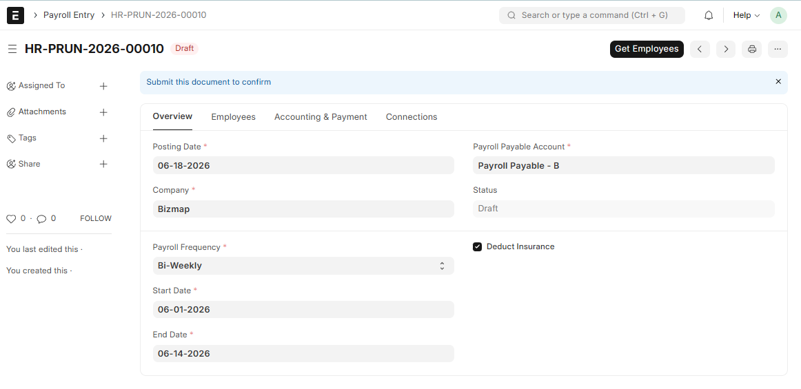 Get Employees in the Payroll Entry